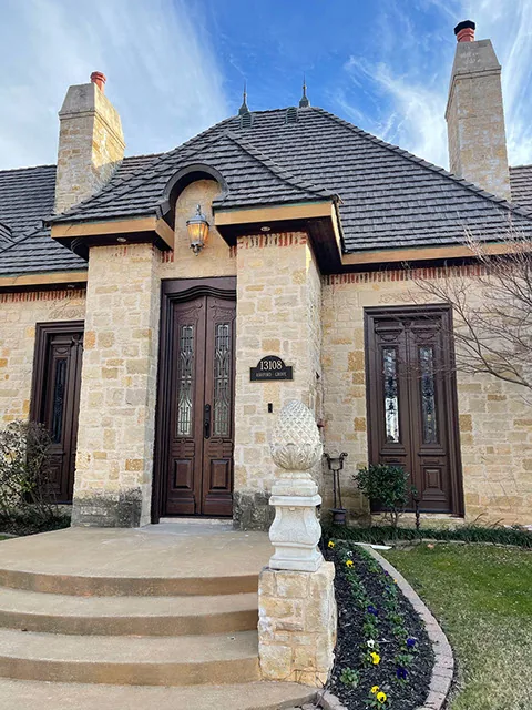 Iron entry door with glass panels